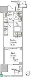 パークヴィラ恵比寿 1DKの間取図画像
