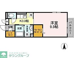 カーサルチェンテ 1Kの間取図画像
