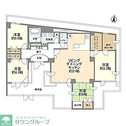 ベルメゾン池田山 4SLDKの間取図画像