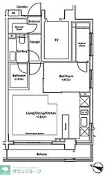 カスタリア新宿夏目坂 4階1LDKの間取り