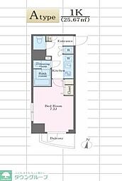 アジールコート西新宿 6階1Kの間取り