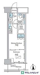 パークアクシス新宿百人町 6階1DKの間取り