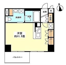 グランカーサ新宿御苑 9階ワンルームの間取り