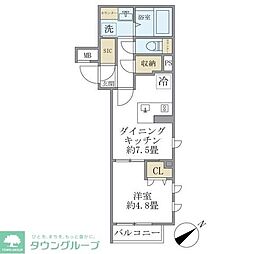 コンポジット早稲田鶴巻町 4階1DKの間取り