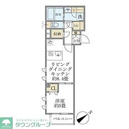 コンポジット早稲田鶴巻町 4階1LDKの間取り