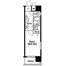 ガラ・シティ茗荷谷 6階1Kの間取り