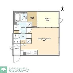 ガーデンレジデンス恵比寿 2階1LDKの間取り