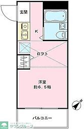 ルミナス西新宿 2階ワンルームの間取り