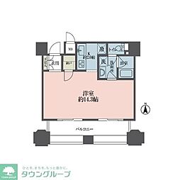 ルネ新宿御苑タワー 4階ワンルームの間取り