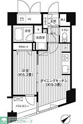 コスモリード新宿余丁町 3階1LDKの間取り