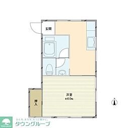 後閑薗 1階1Kの間取り