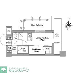コンフォリア・リヴ大崎 1DKの間取図画像