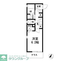 カーサヤマト 1Kの間取図画像