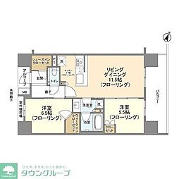 ジオ新宿若松町 2LDKの間取図画像