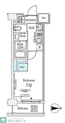 ウエリスアーバン中野坂上 1Kの間取図画像