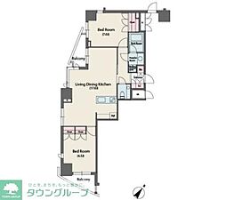 MFPR代々木タワー 2LDKの間取図画像