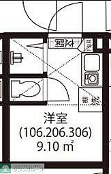 GARUNA OKUBO ワンルームの間取図画像