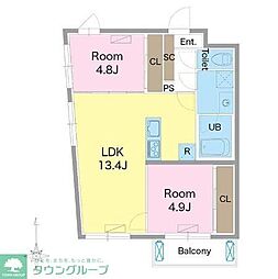 GRANDPEAKWASEDA 2LDKの間取図画像