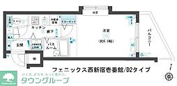 フェニックス西新宿壱番館 1Kの間取図画像