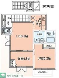 富士ハイツ 2LDKの間取図画像