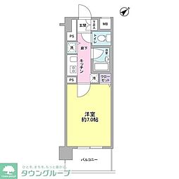 サンピエス河田町 1Kの間取図画像