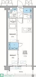 新宿区高田馬場3丁目マンション 2LDKの間取図画像