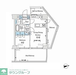 市谷仲之町ViewApartment 1LDKの間取図画像