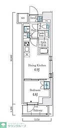 JR山手線 駒込駅 徒歩4分の賃貸マンション 6階1DKの間取り