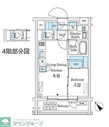 都営三田線 新板橋駅 徒歩3分の賃貸マンション 4階1LDKの間取り