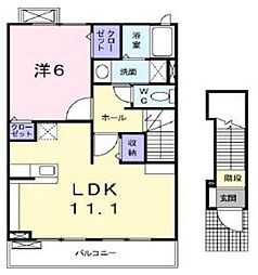 JR京浜東北・根岸線 川口駅 徒歩15分の賃貸アパート 2階1LDKの間取り