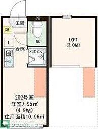 東京メトロ南北線 志茂駅 徒歩8分の賃貸アパート 2階ワンルームの間取り