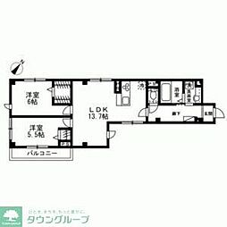 都営三田線 志村三丁目駅 徒歩16分の賃貸マンション 4階2LDKの間取り