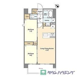 東京メトロ南北線 王子駅 徒歩10分の賃貸マンション 6階2LDKの間取り