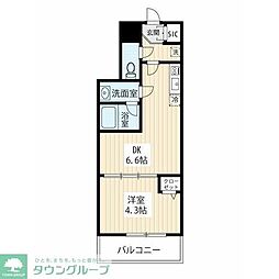 JR東北本線 尾久駅 徒歩6分の賃貸マンション 4階1DKの間取り