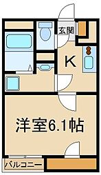 JR埼京線 浮間舟渡駅 徒歩9分の賃貸アパート 2階1Kの間取り