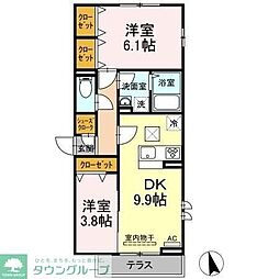 都営三田線 蓮根駅 徒歩19分の賃貸アパート 2階2DKの間取り