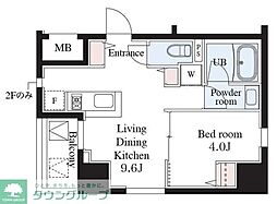 東京メトロ南北線 西ケ原駅 徒歩4分の賃貸マンション 2階1LDKの間取り