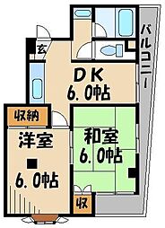 アークマンション 3階2DKの間取り