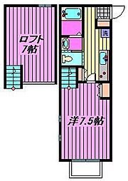 デュオコート上青木2 1Kの間取図画像