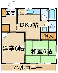 ファミール・メゾン 2DKの間取図画像