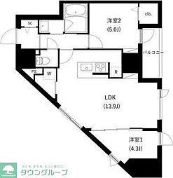 WHARF駒込 2LDKの間取図画像