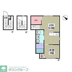 ヒルサイド西が丘 1Kの間取図画像