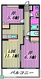 サン・キャッスル 2LDKの間取図画像