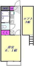 レオパレスNAKATAA 1Kの間取図画像