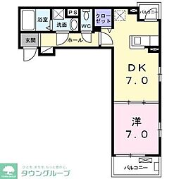 クラール北戸田 1DKの間取図画像