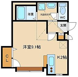テンポイントハウス 1Kの間取図画像