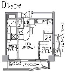 レスピール蓮根 2LDKの間取図画像