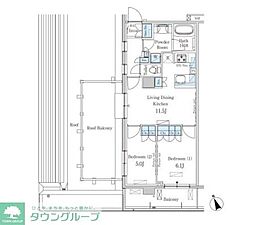パークアクシス駒込ヒルトップ 2LDKの間取図画像