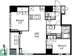 レジディア日本橋馬喰町III 2階2LDKの間取り