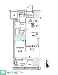 Ｊ．ＧＲＡＮ　Ｃｏｕｒｔ　浅草 7階1DKの間取り